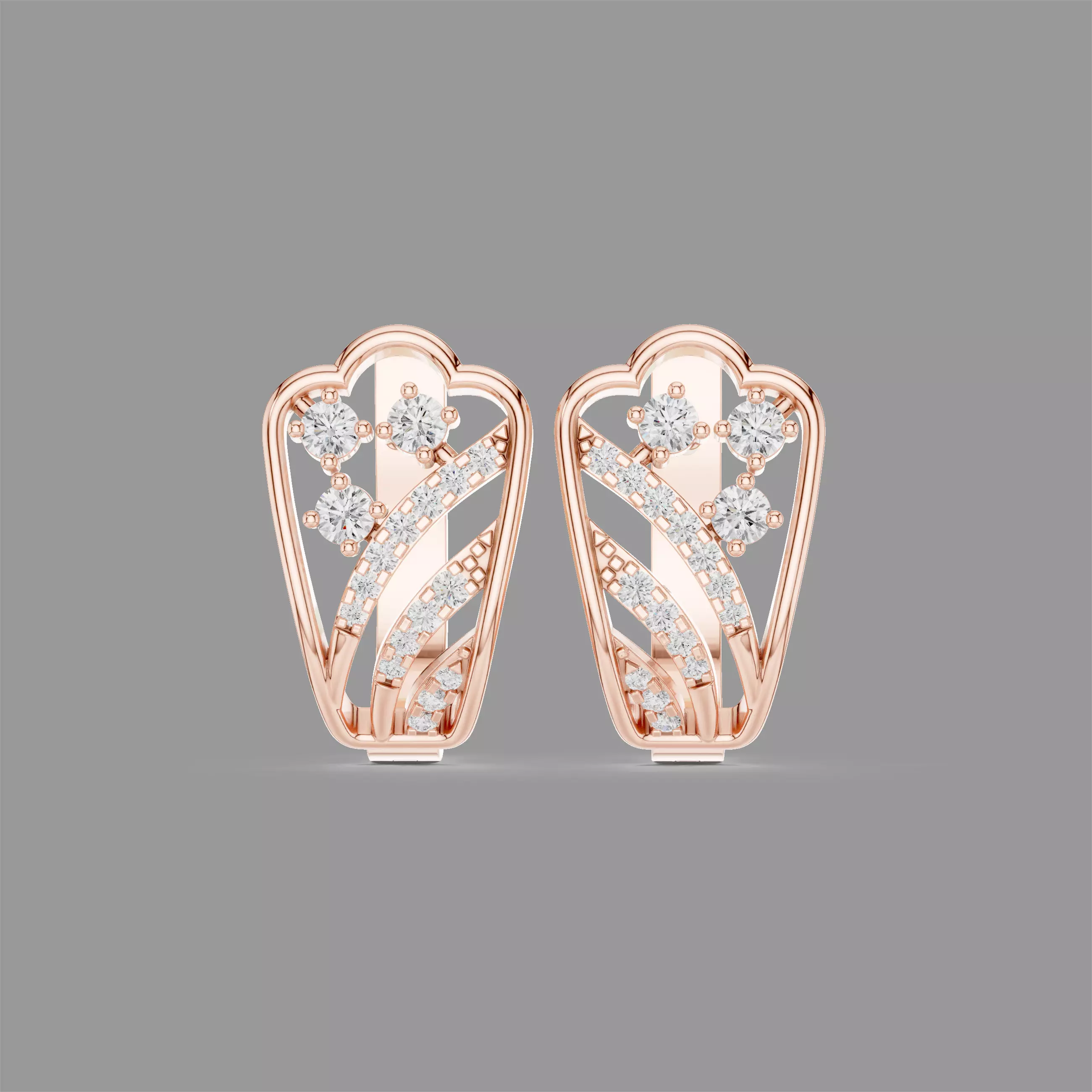 Diamond Hoops Earrings 3D print model
