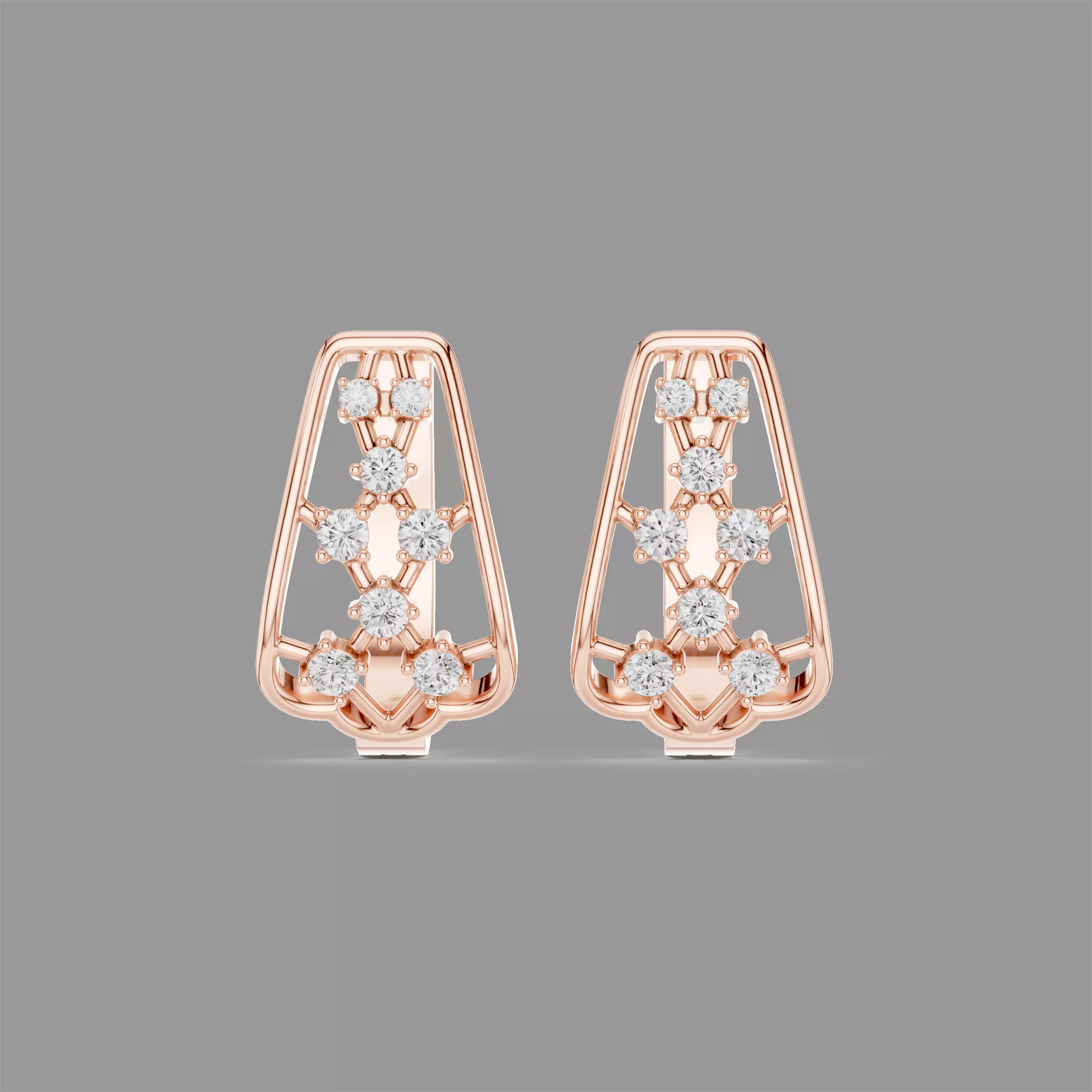 Diamond Hoops Earrings 3D print model