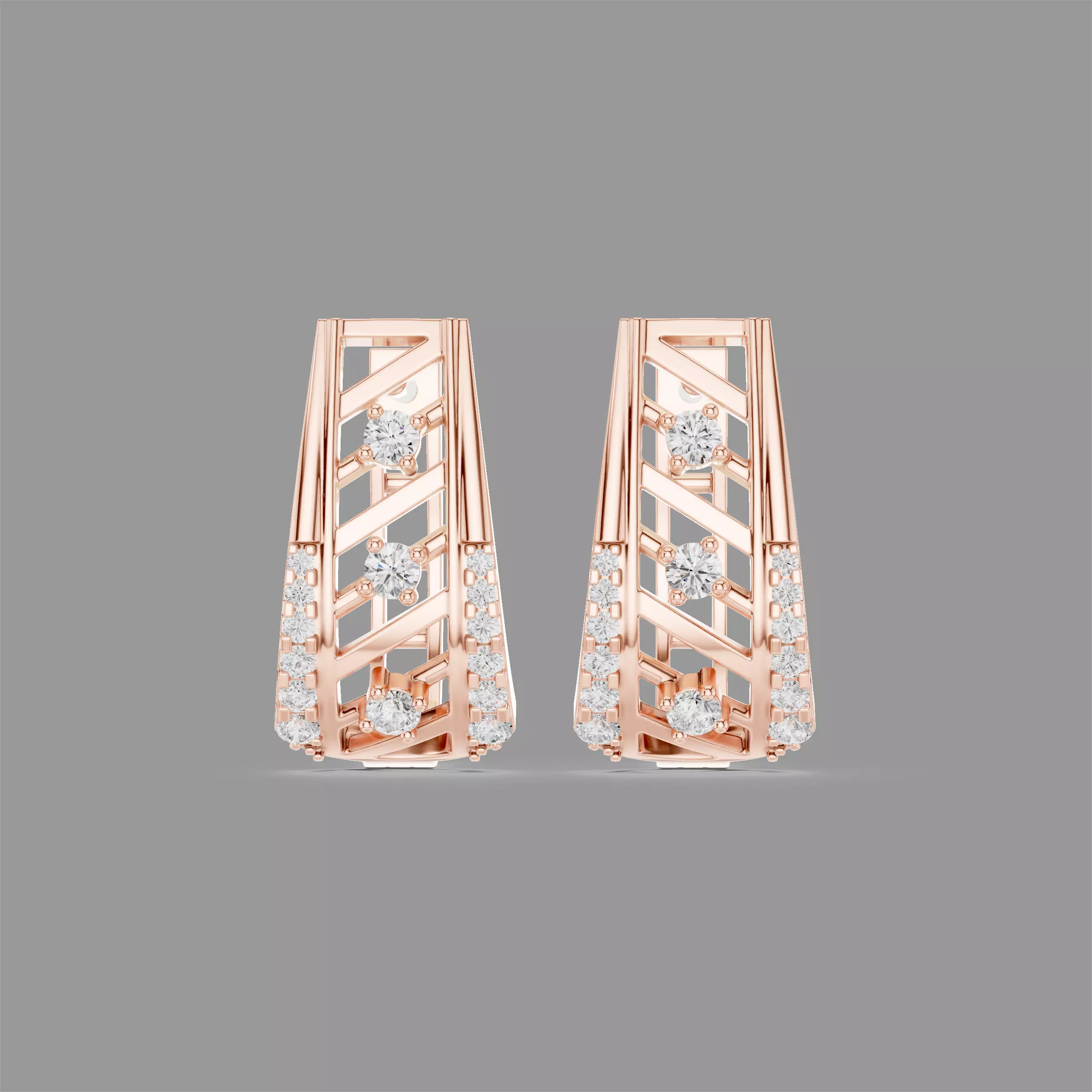 Diamond Hoops Earrings 3D print model