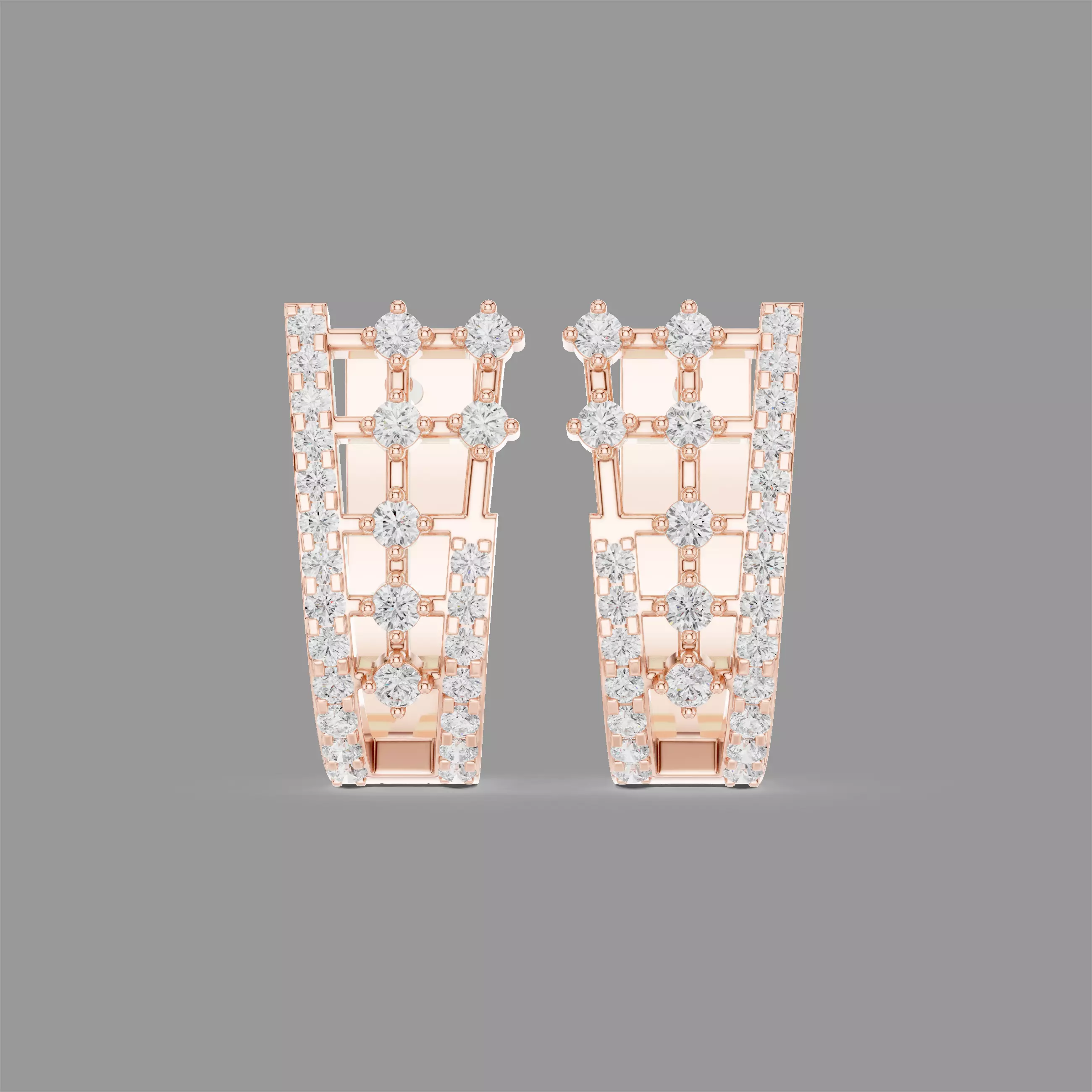 Diamond Hoops Earrings 3D print model