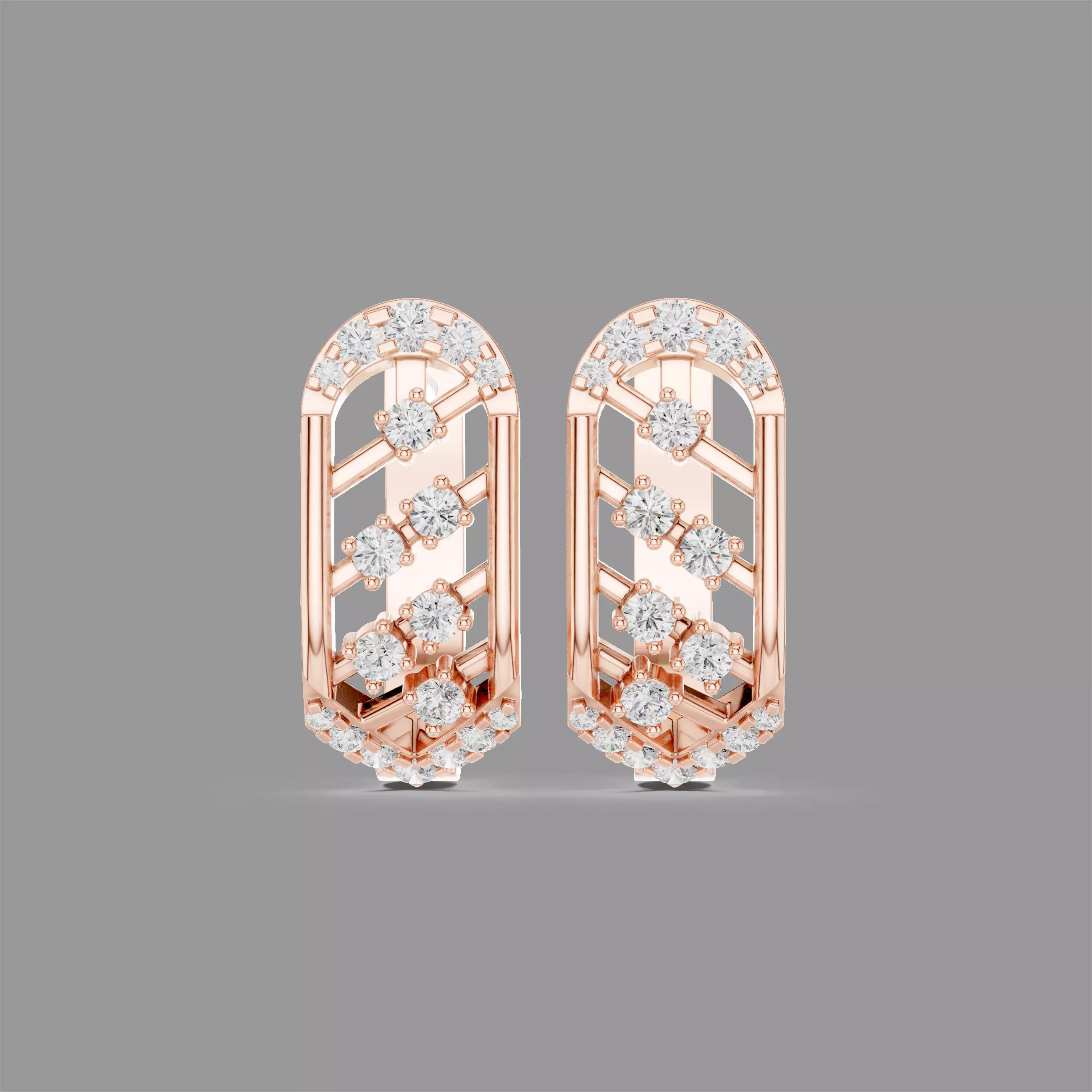 Diamond Hoops Earrings 3D print model