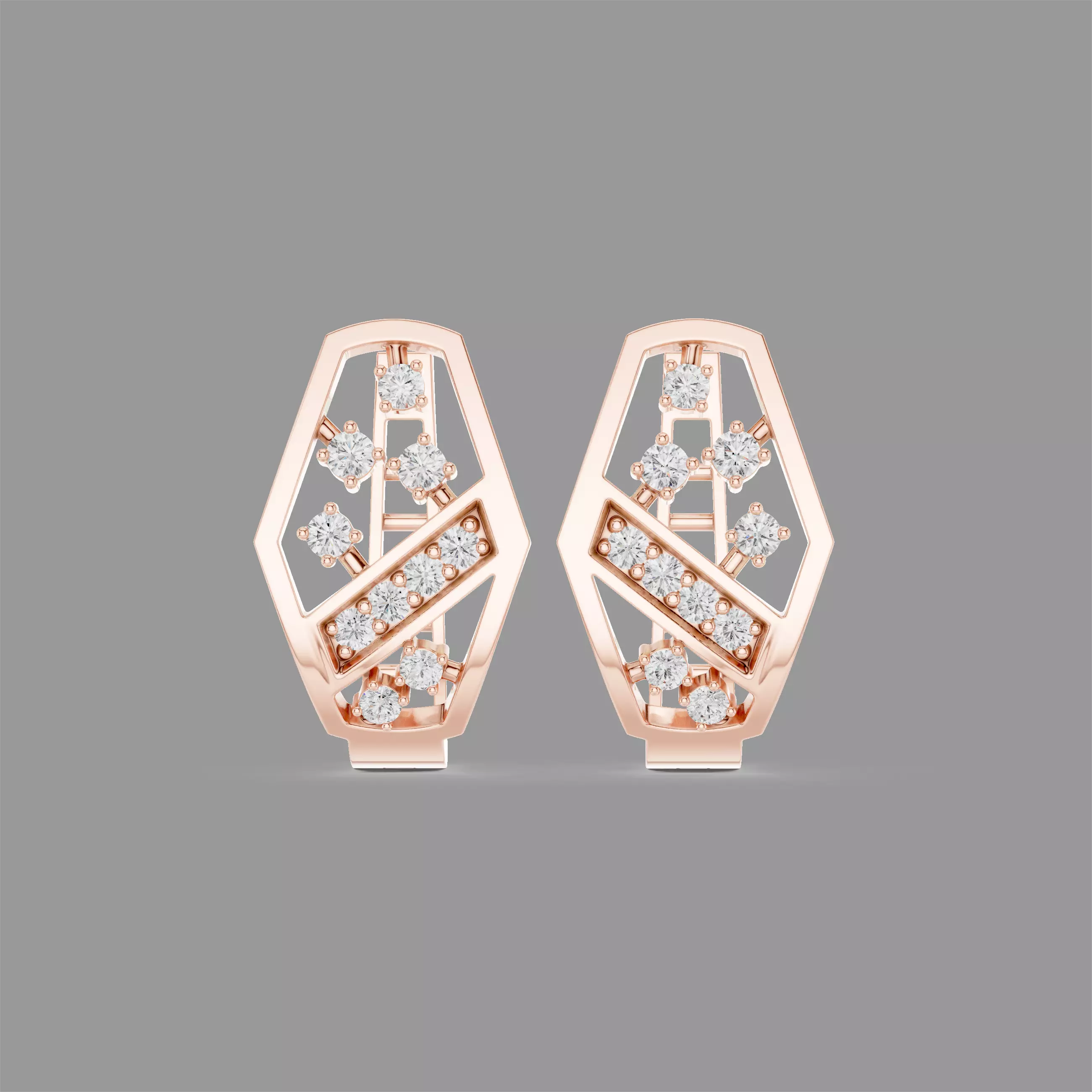 Diamond Hoops Earrings 3D print model