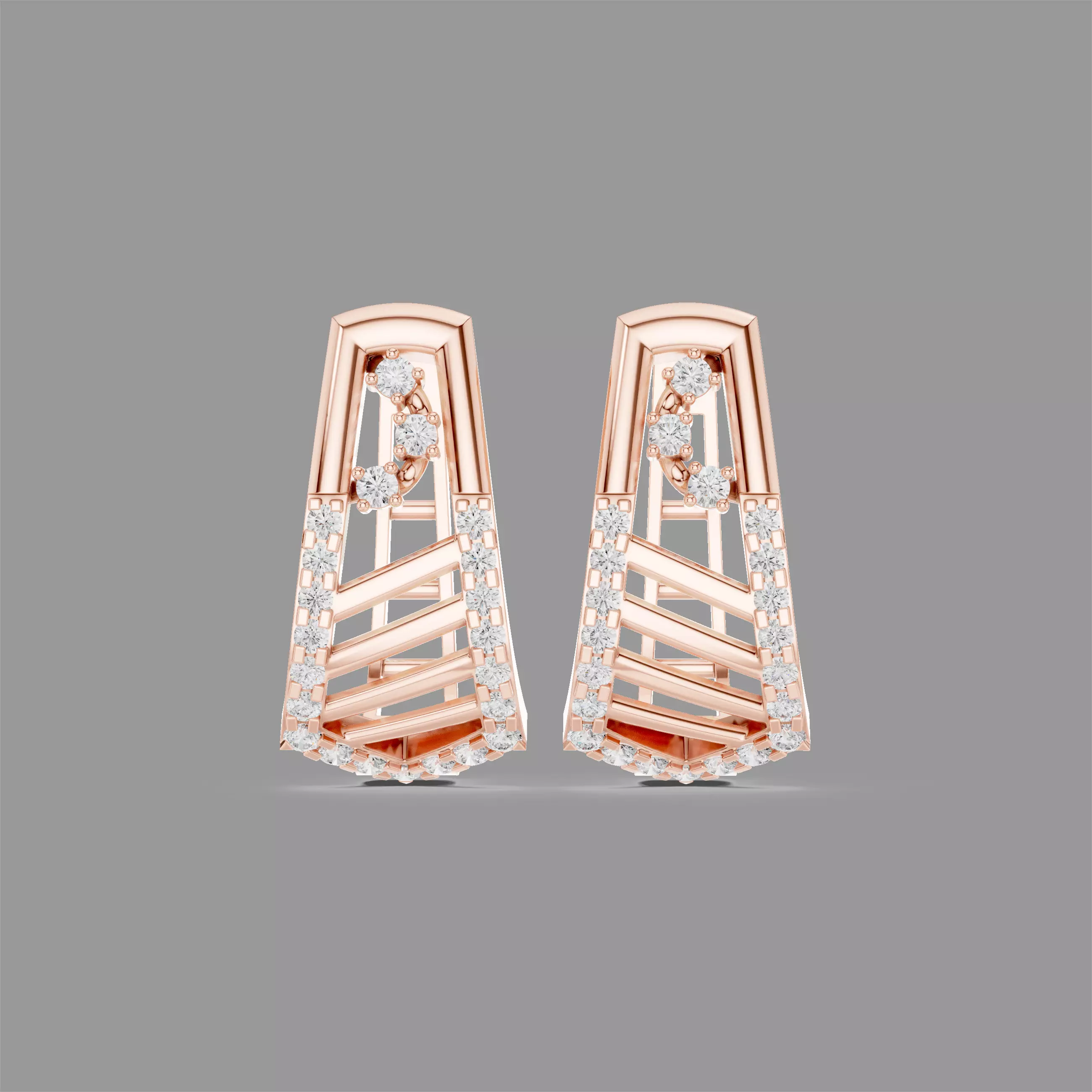 Diamond Hoops Earrings 3D print model