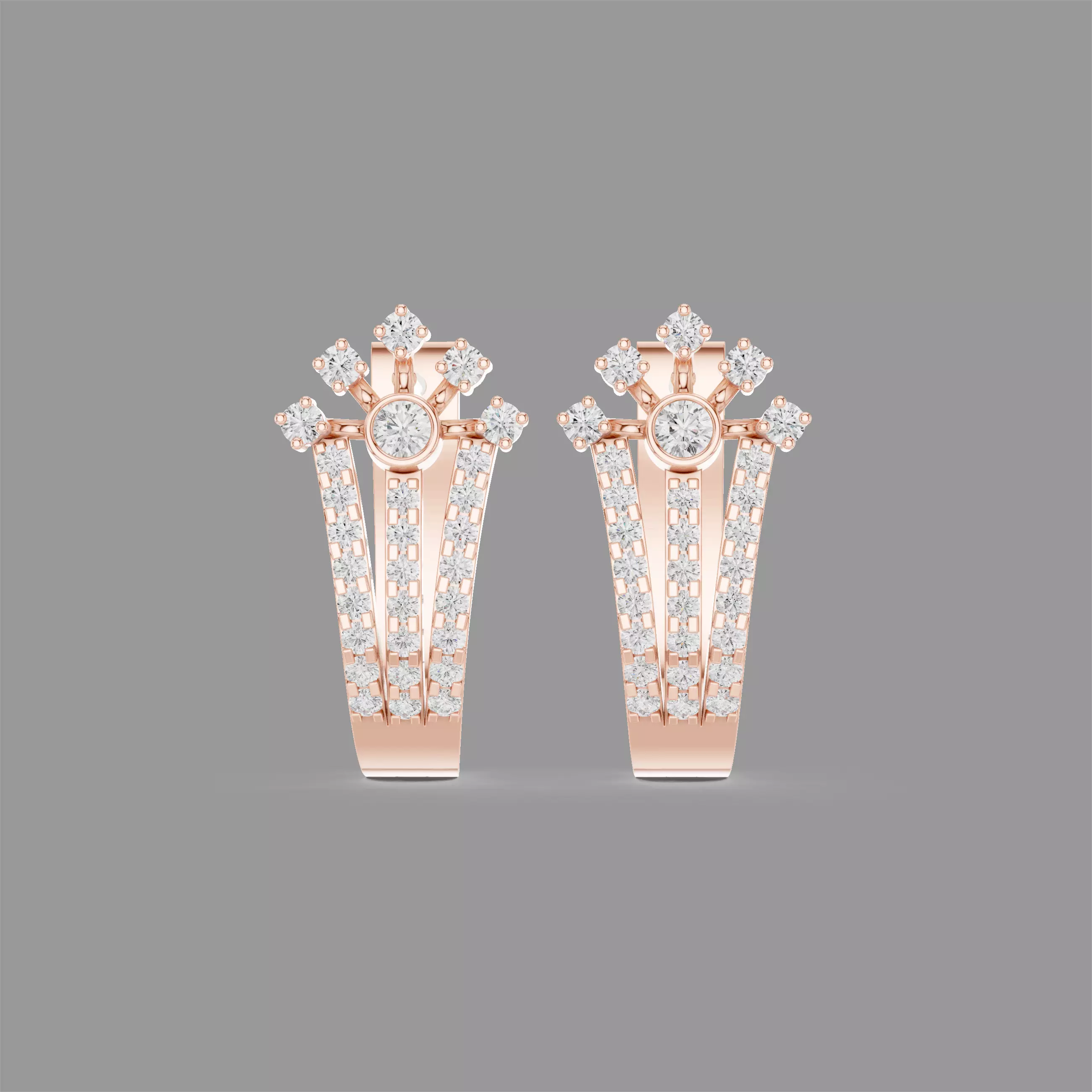 Diamond Hoops Earrings 3D print model