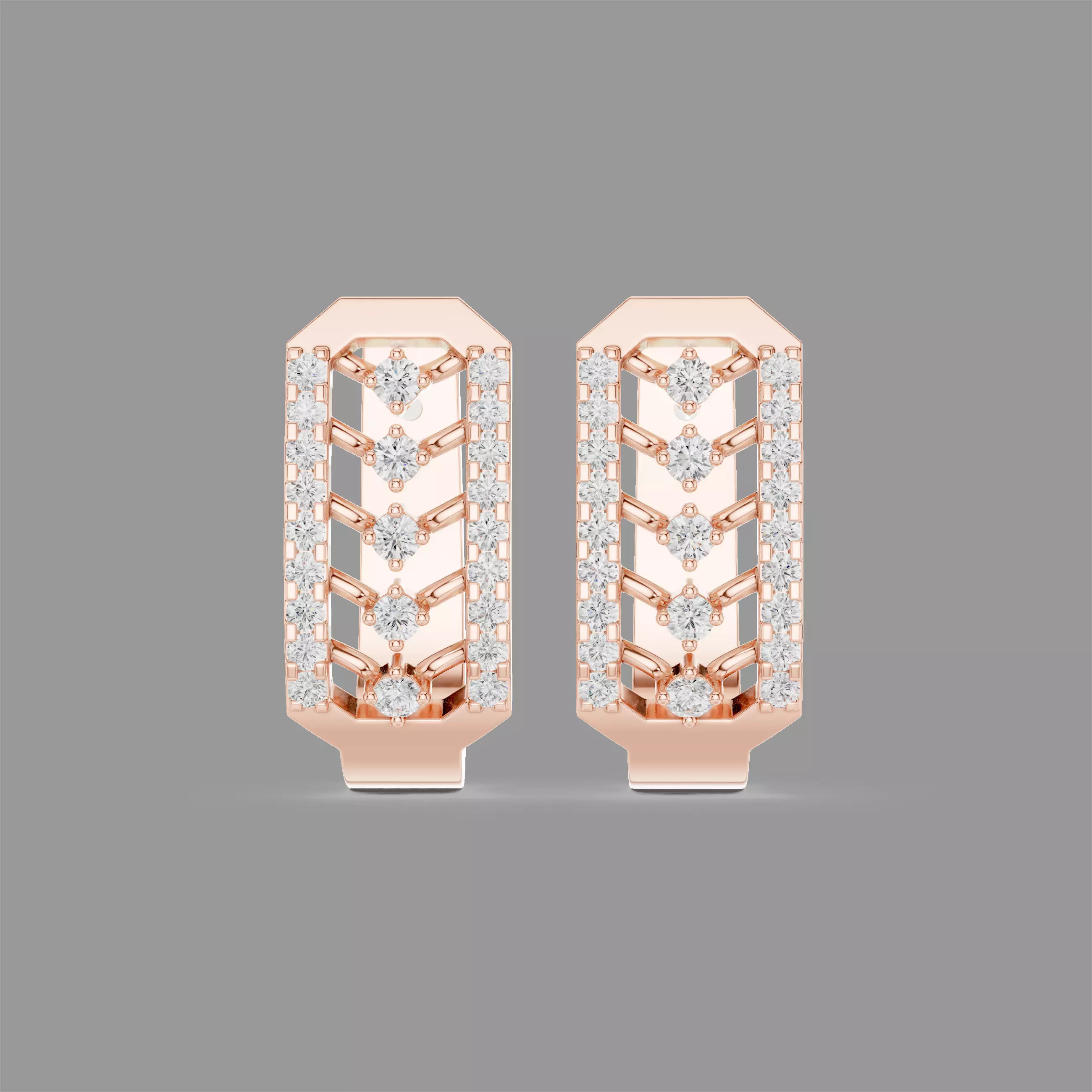 Diamond Hoops Earrings 3D print model