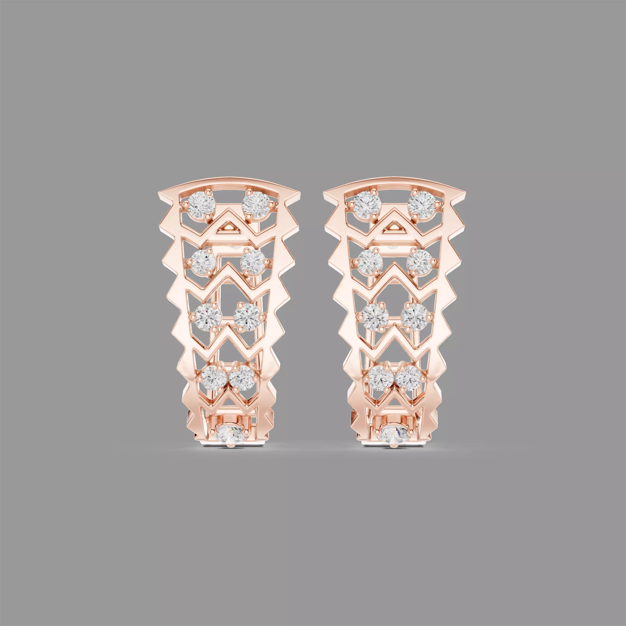 Diamond Hoops Earrings 3D print model