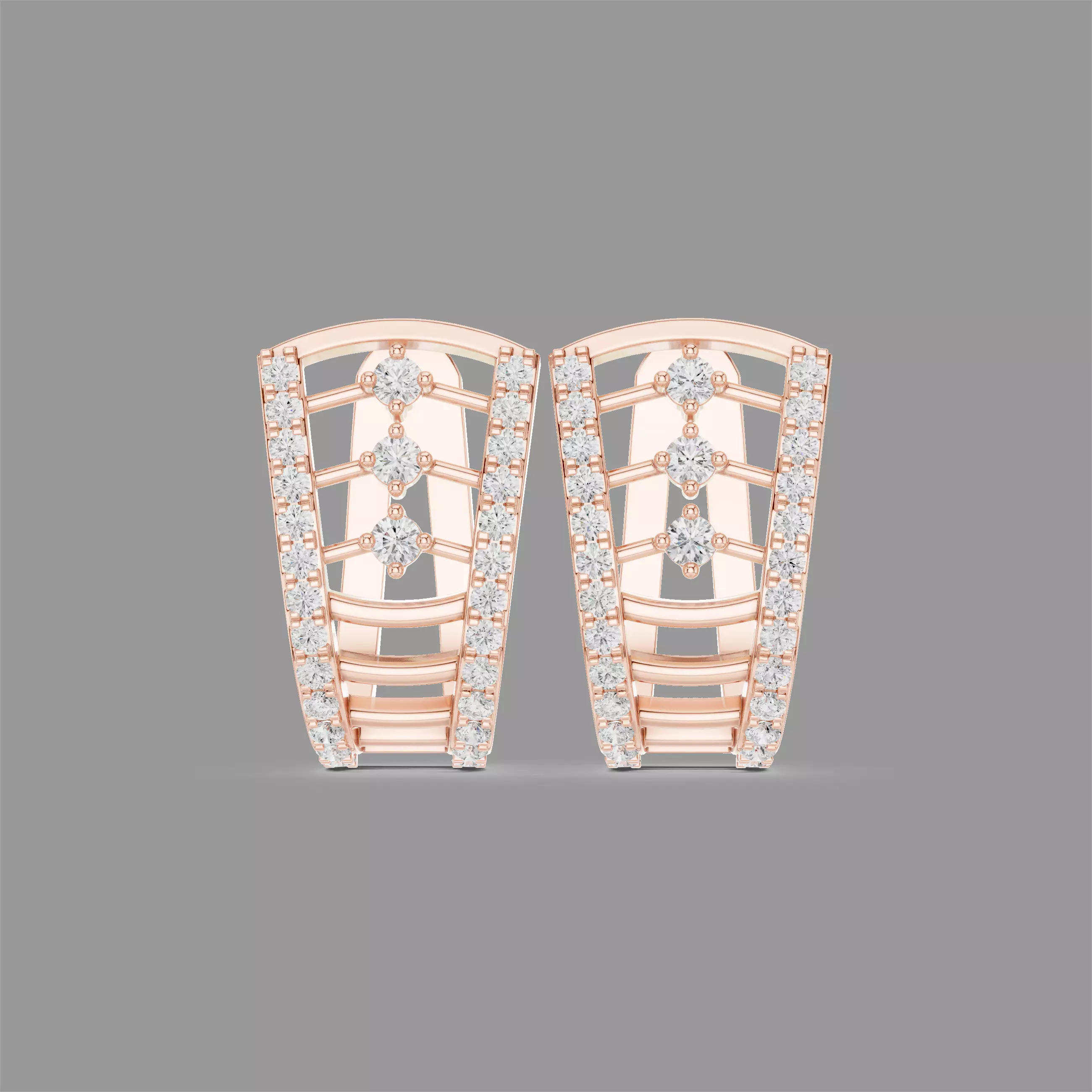 Diamond Hoops Earrings 3D print model