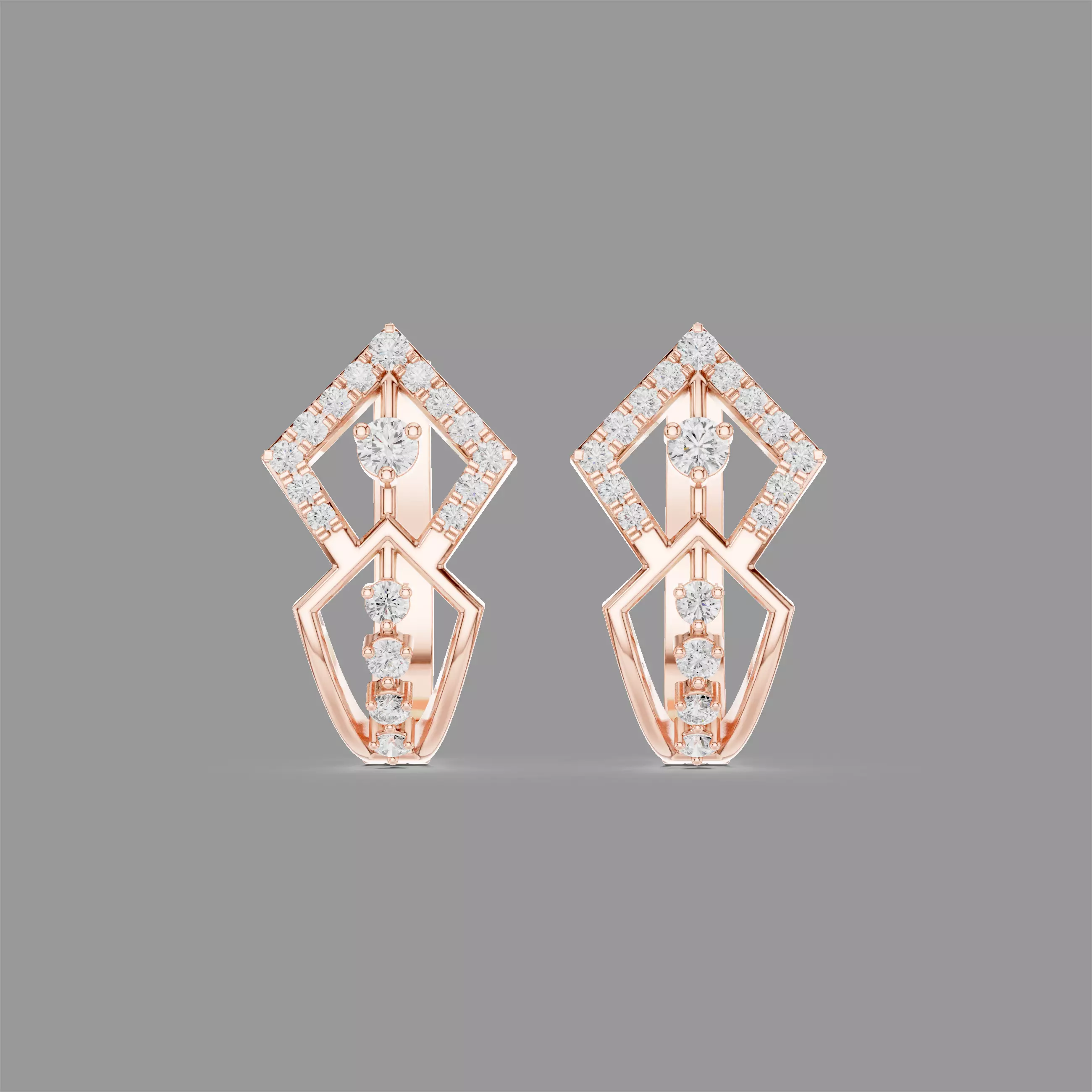 Diamond Hoops Earrings 3D print model