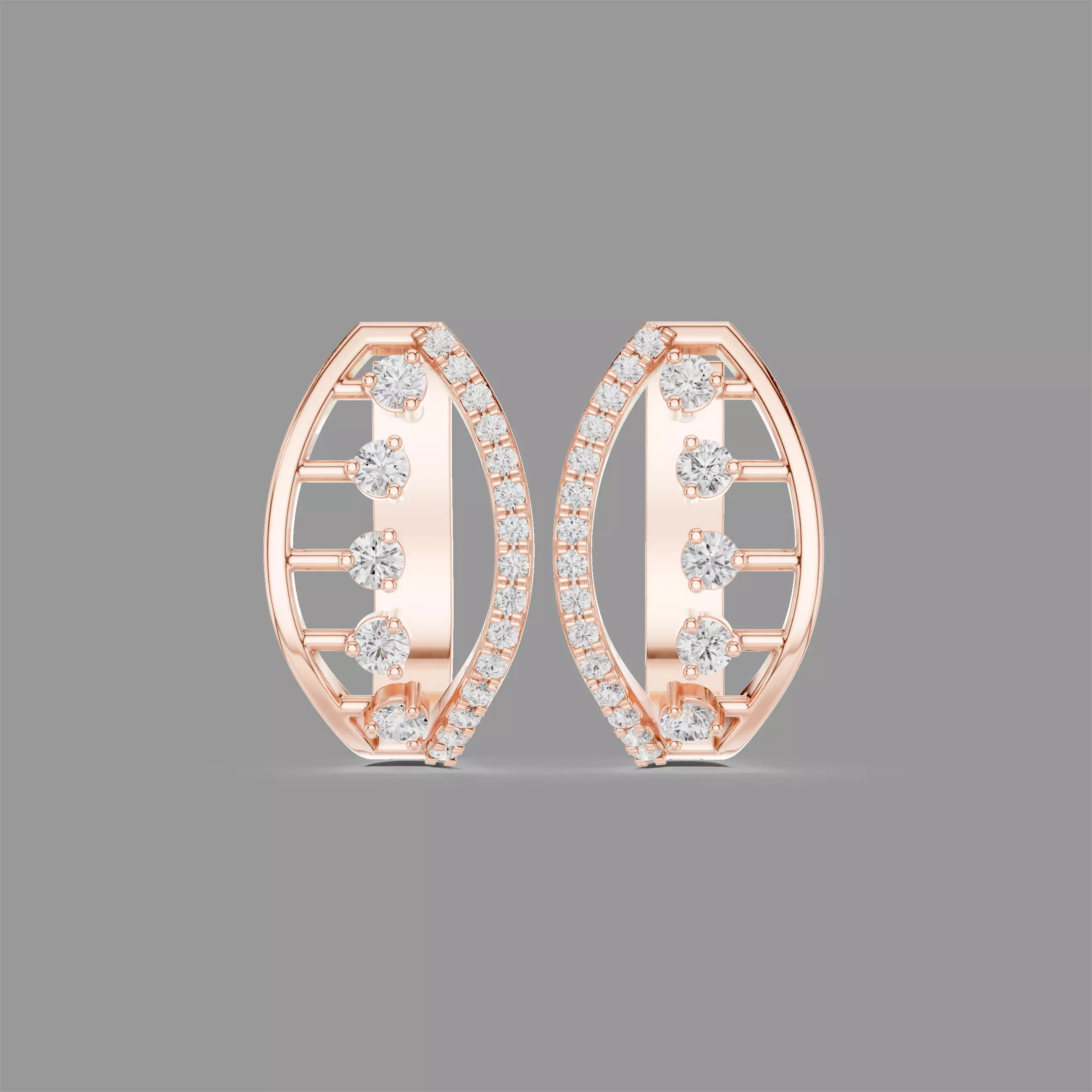 Diamond Hoops Earrings 3D print model