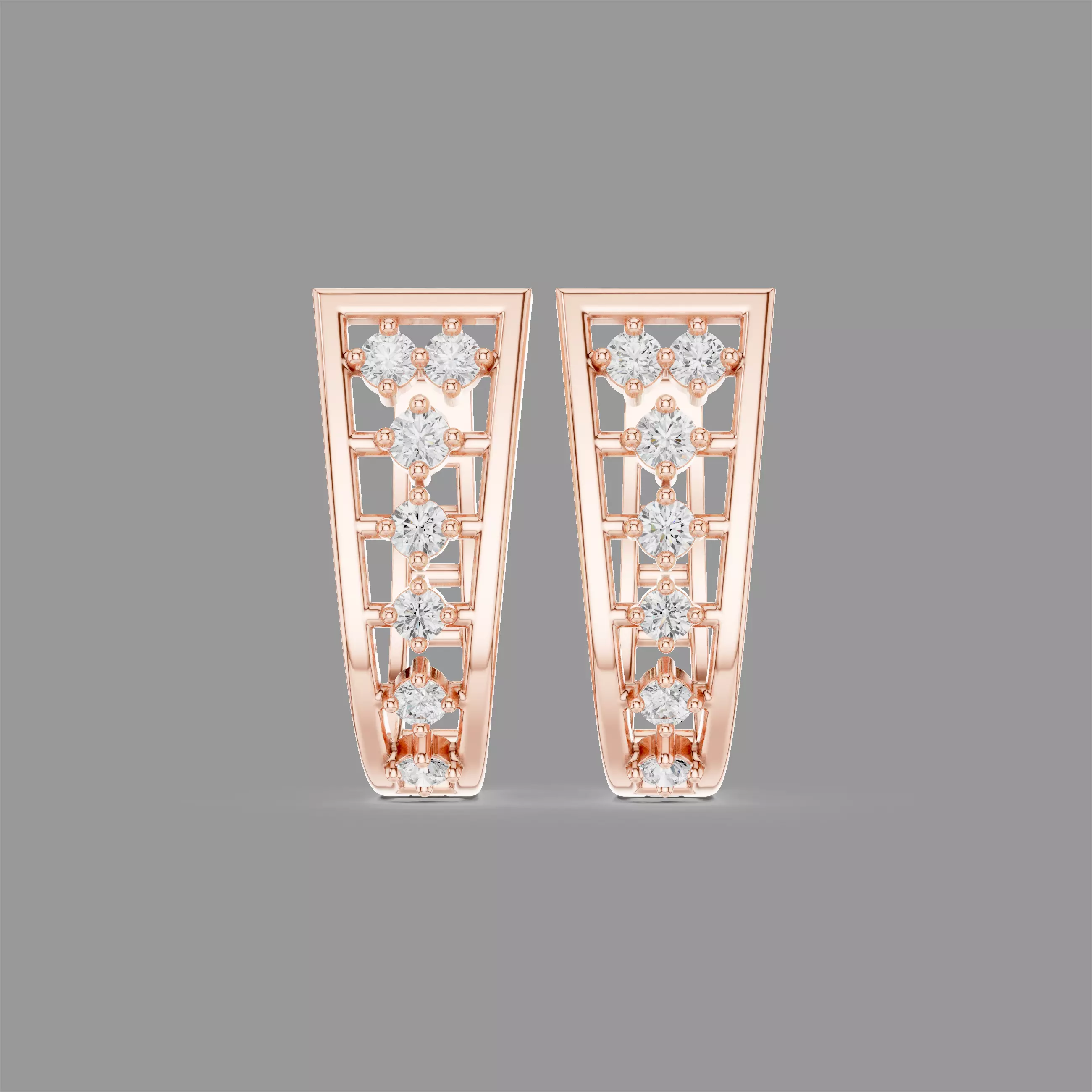 Diamond Hoops Earrings 3D print model