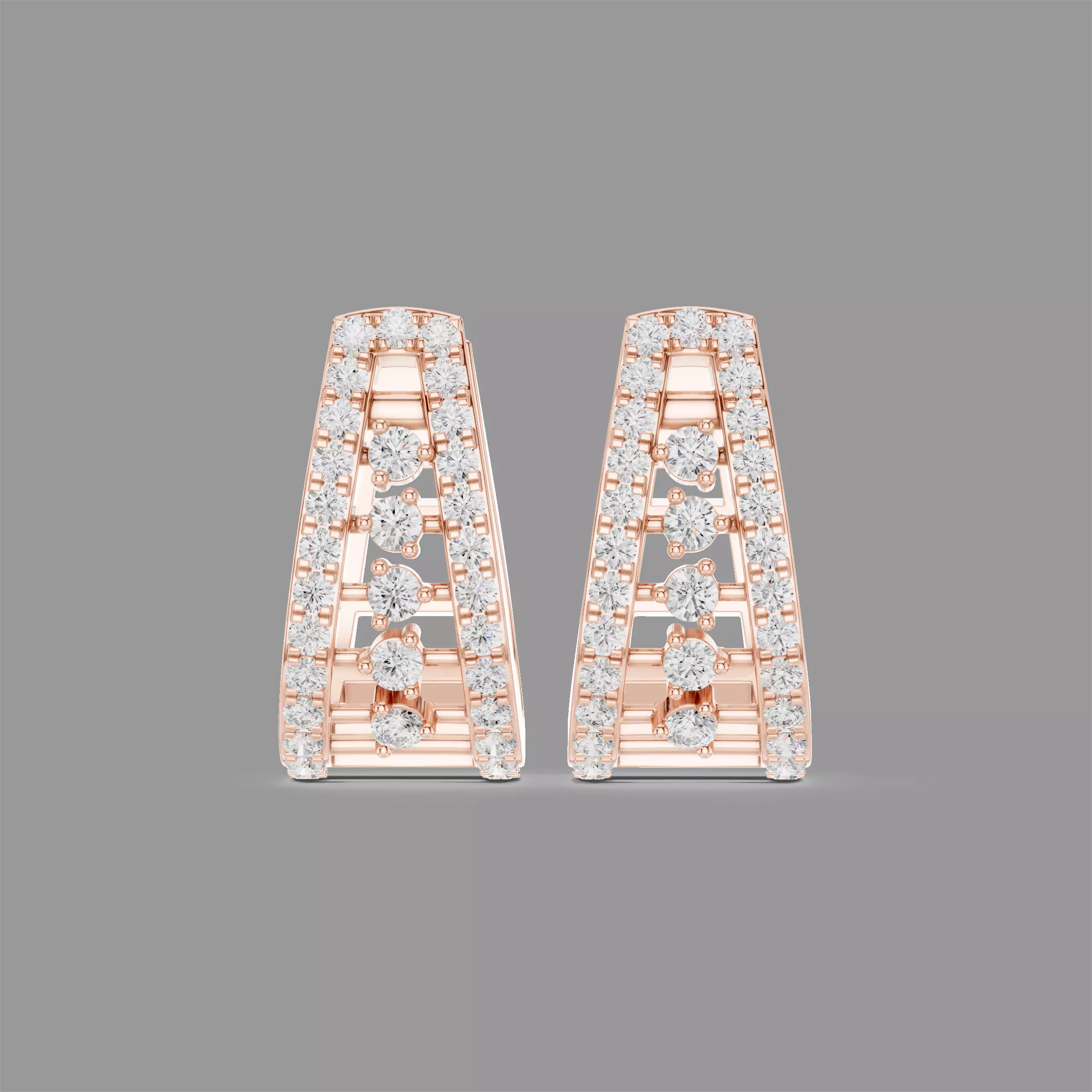 Diamond Hoops Earrings 3D print model