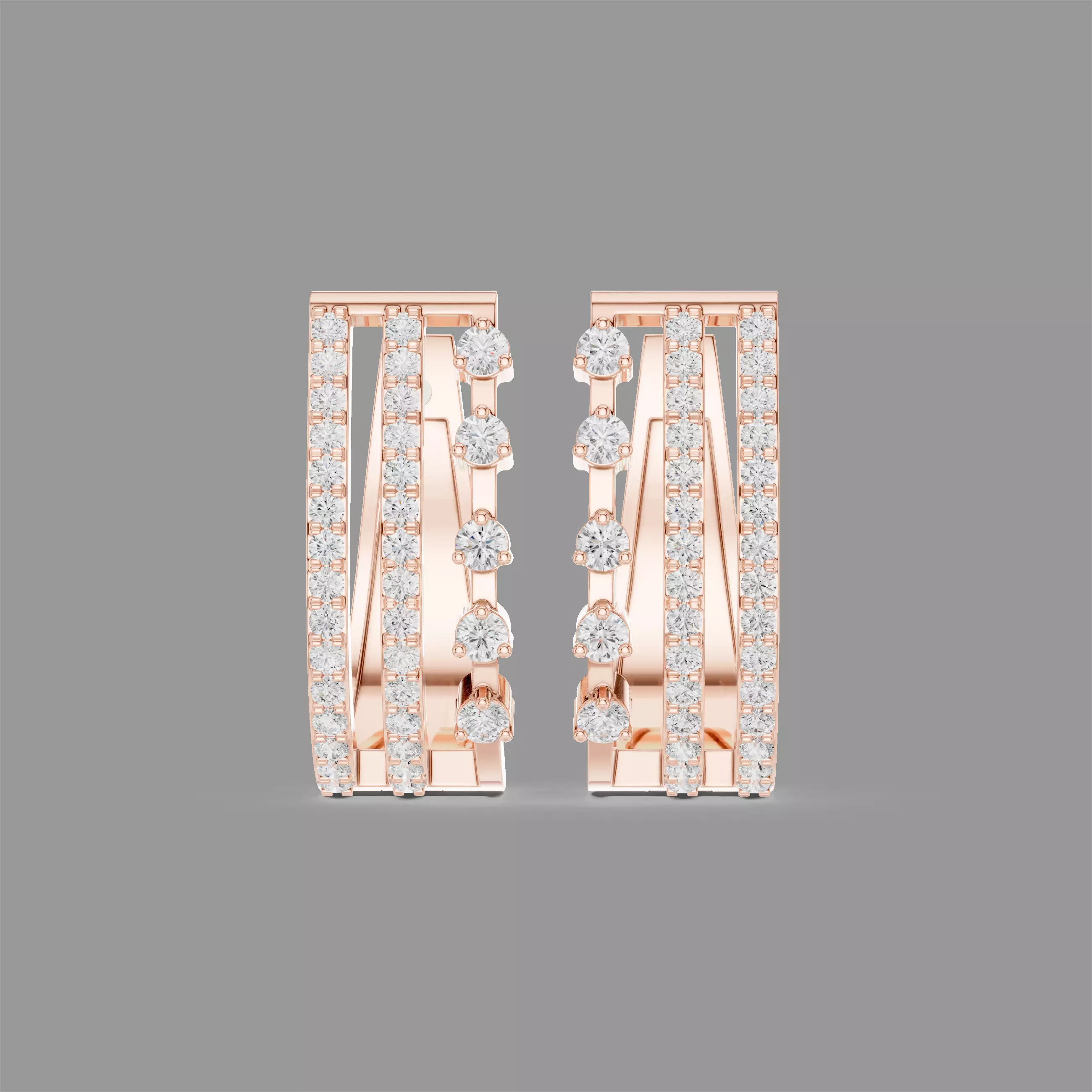 Diamond Hoops Earrings 3D print model