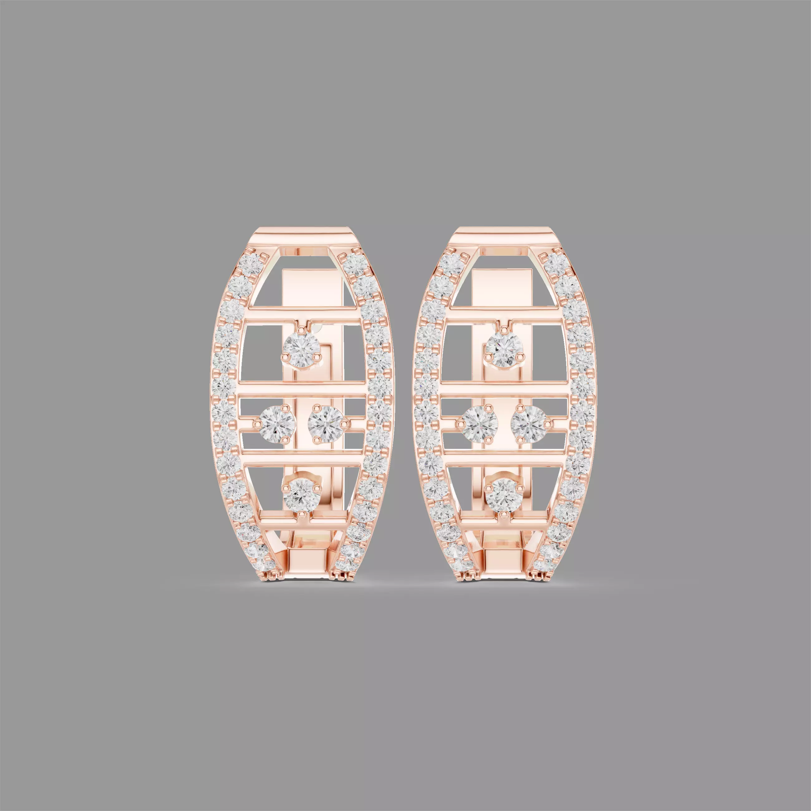 Diamond Hoops Earrings 3D print model