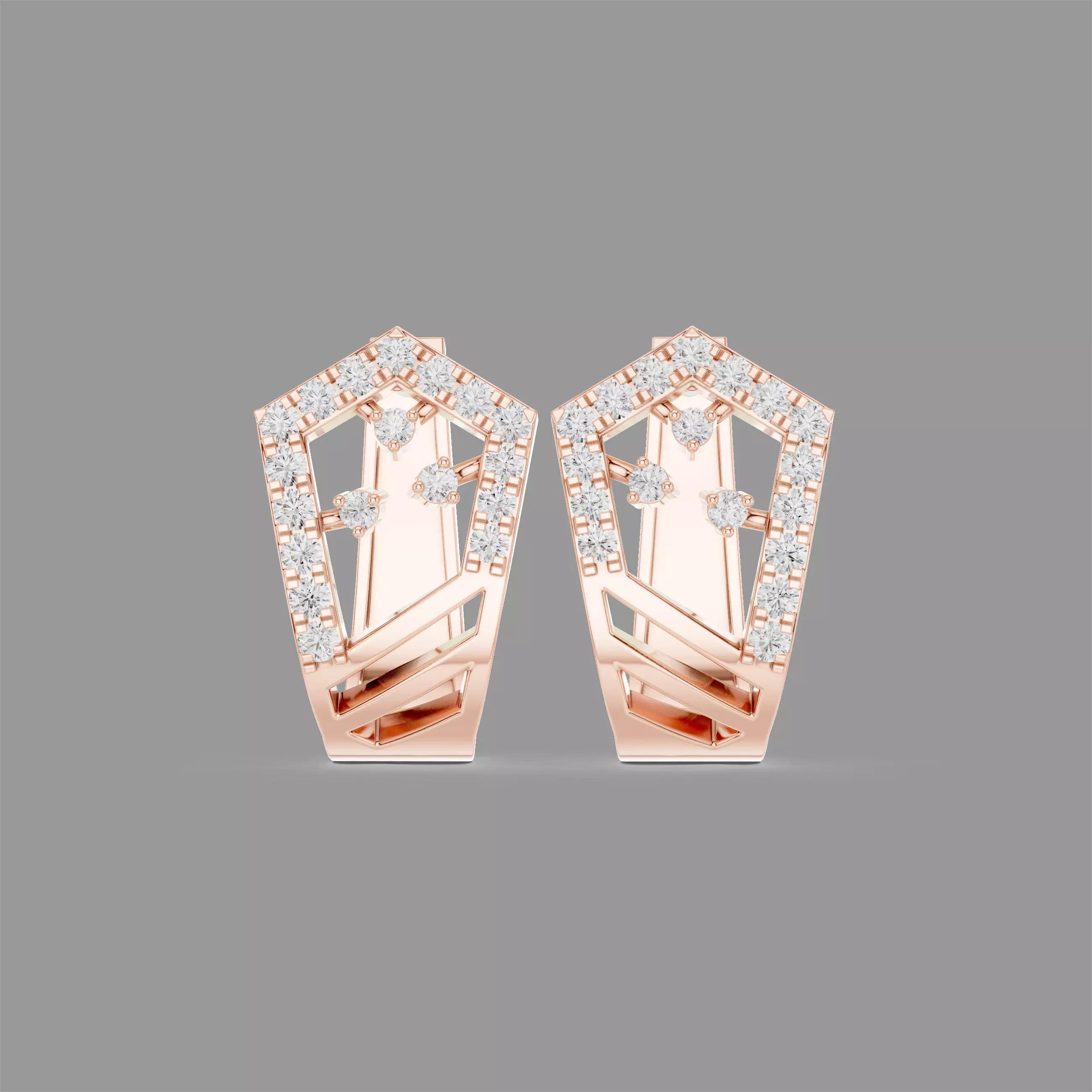Diamond Hoops Earrings 3D print model