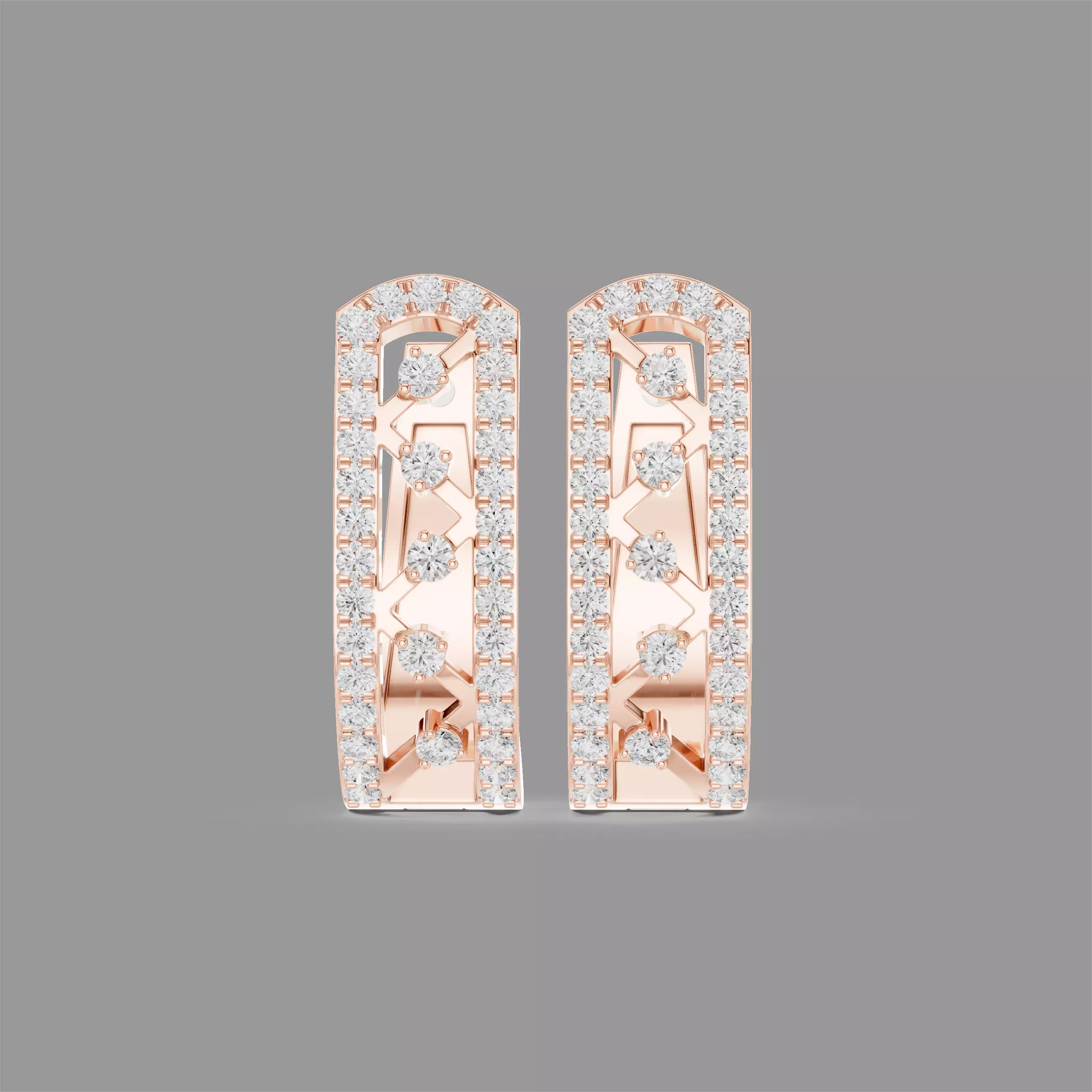 Diamond Hoops Earrings 3D print model