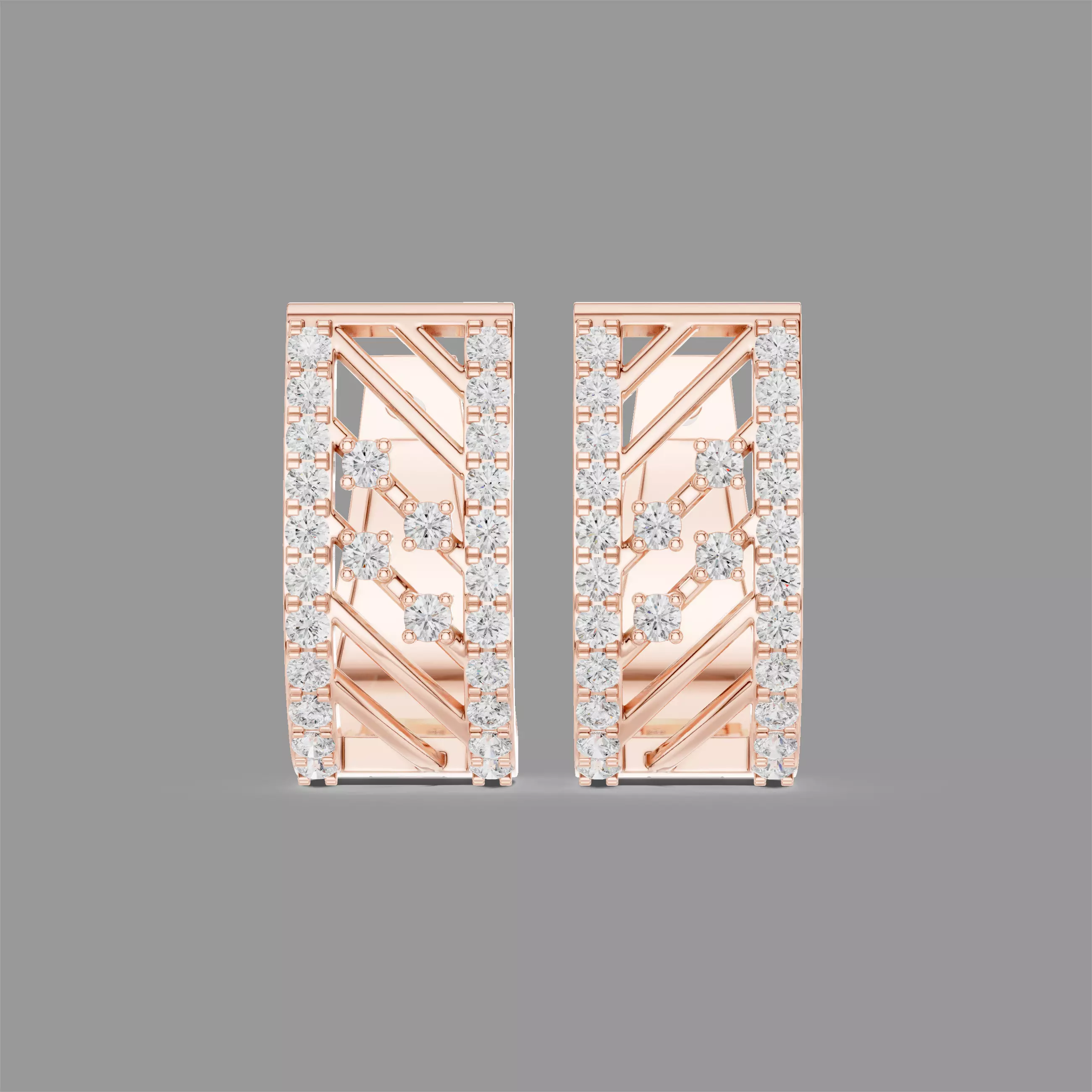 Diamond Hoops Earrings 3D print model