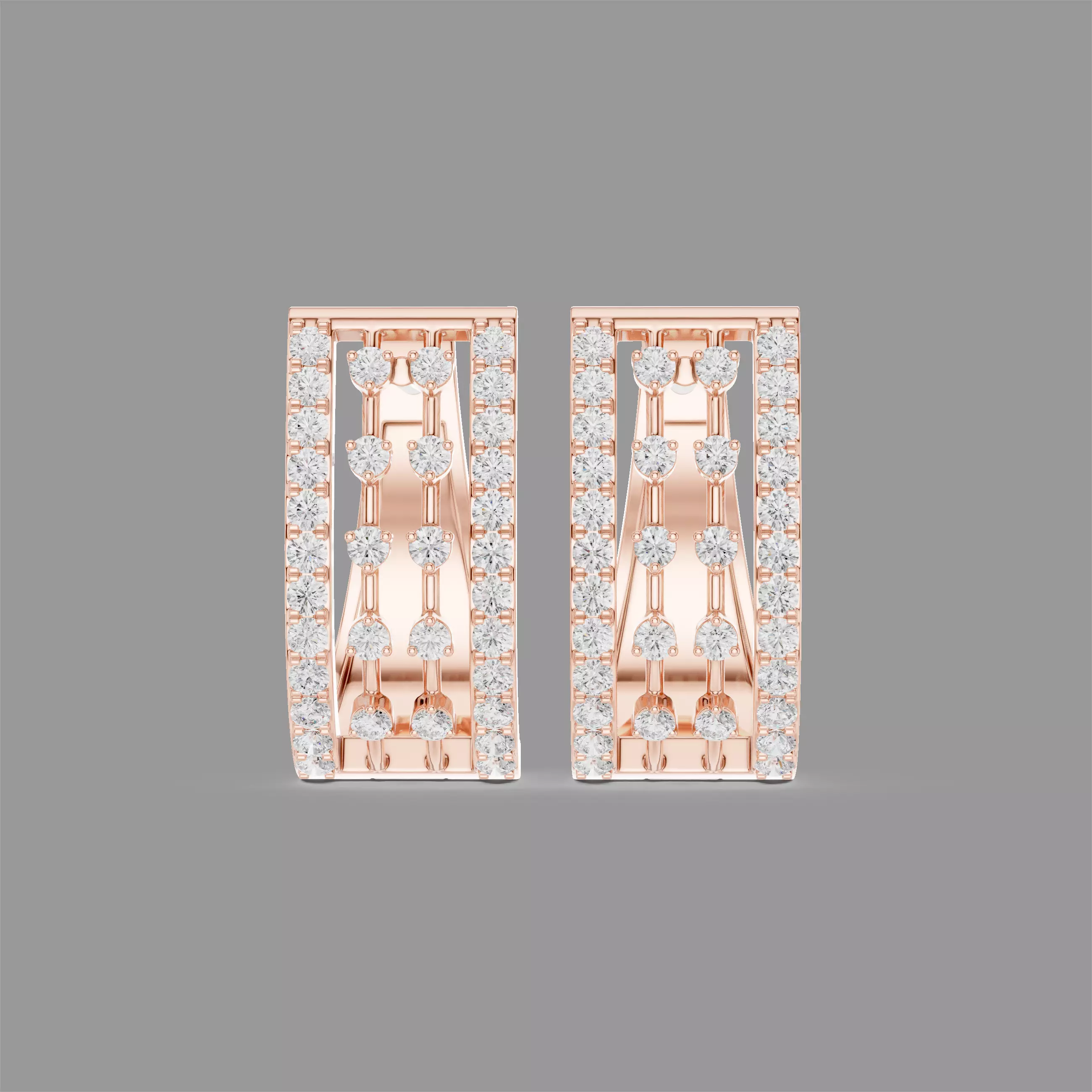 Diamond Hoops Earrings 3D print model