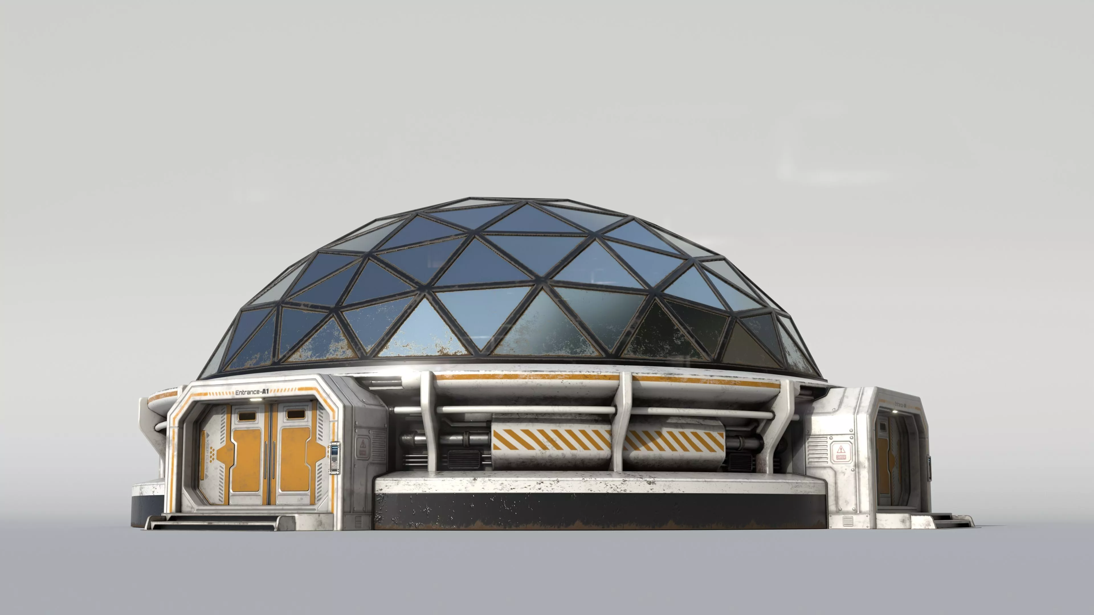 Sci-Fi Space Colonization Dome Base Low-poly 3D model