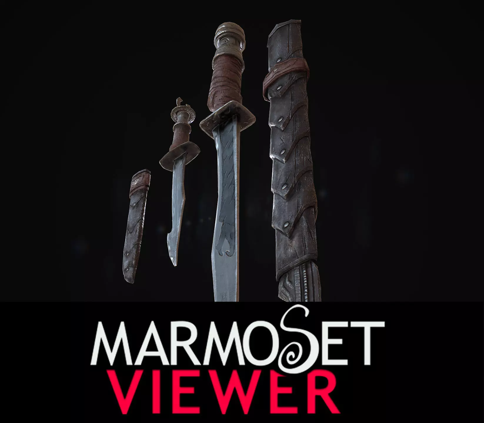 Argonian weapons Low-poly 3D model_0