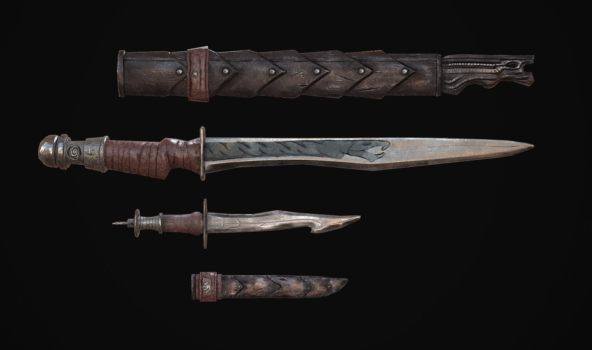 Argonian weapons Low-poly 3D model_2
