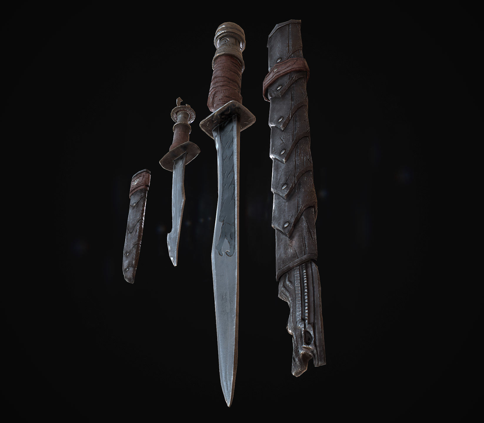 Argonian weapons Low-poly 3D model_4