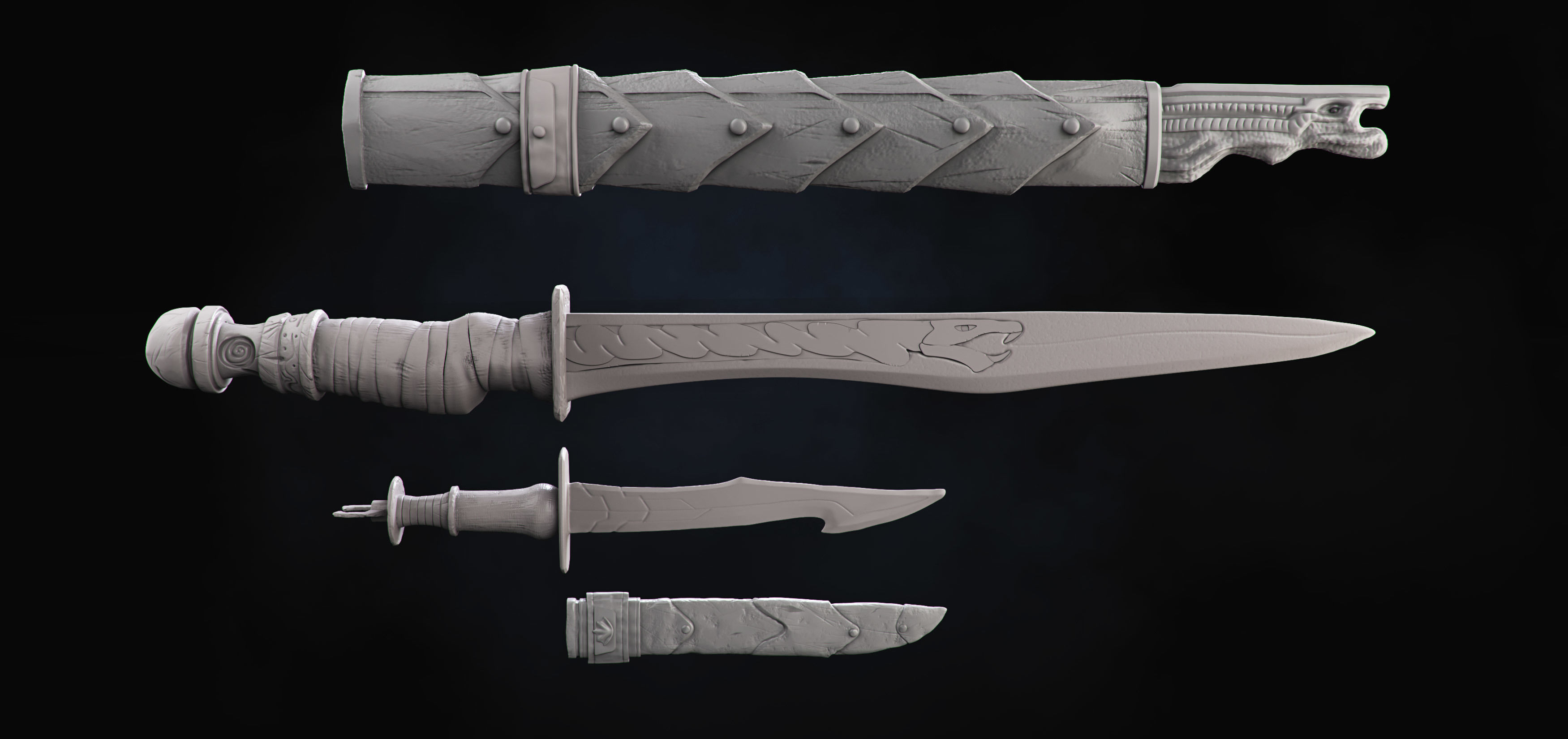 Argonian weapons Low-poly 3D model_3