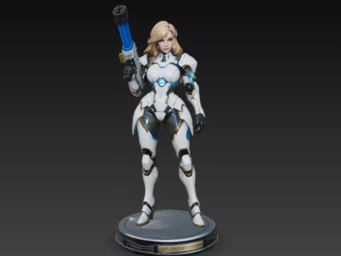 Sci-Fi Female Soldier Combat Armor Character STL V2 3D print model