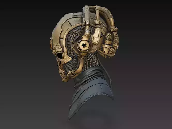 Sci-Fi Cyber Skull Mecha Head Futuristic Bust STL V1