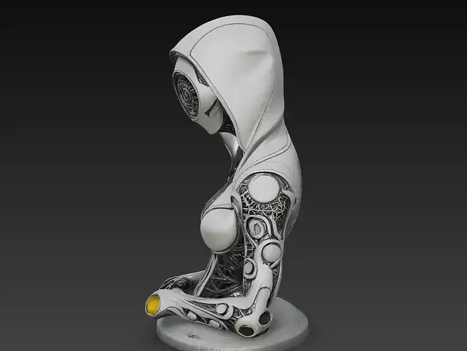 Sci-Fi Female Hooded Android Cyber Bust Character STL V1