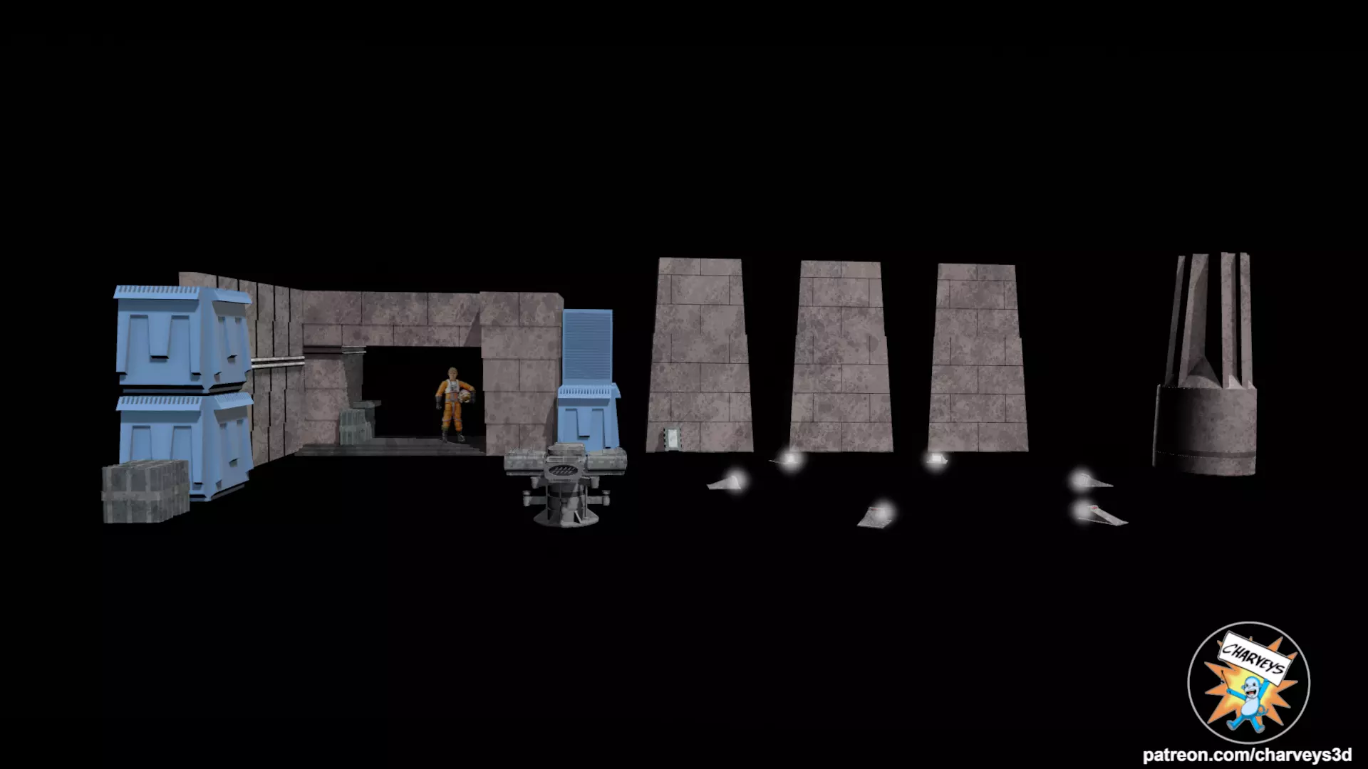 Star Wars Yavin 4 Rebel Base Hangar Diorama for 4 inch figures 3D print model