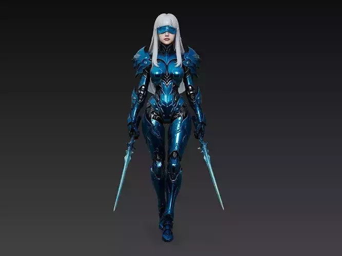 Sci-Fi Female Dual Blade Cyber Warrior Armor STL V1