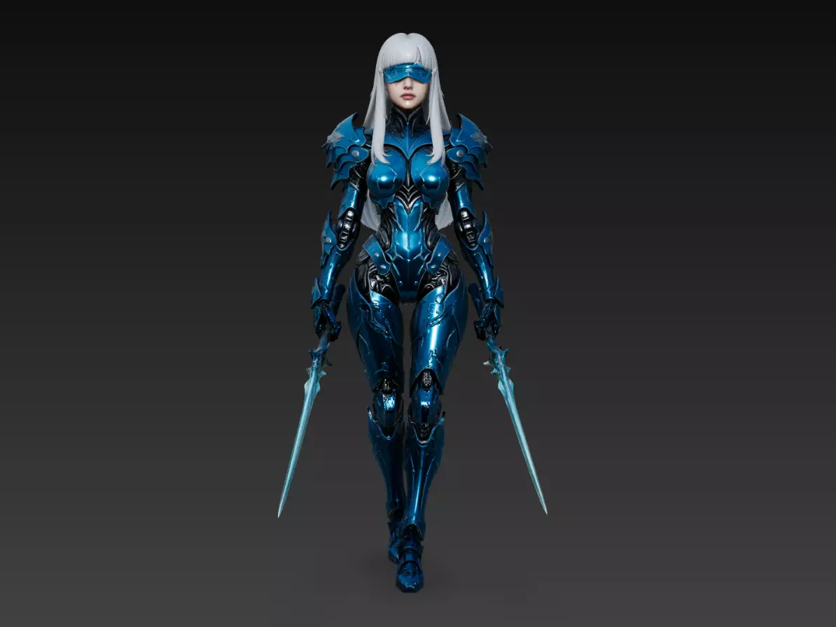 Sci-Fi Female Dual Blade Cyber Warrior Armor STL V1 3D print model