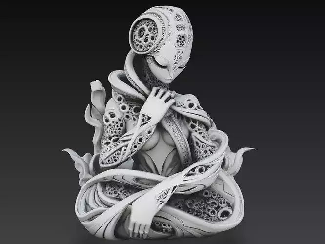 Sci-Fi Alien Female Organic Sculpture Character STL V1
