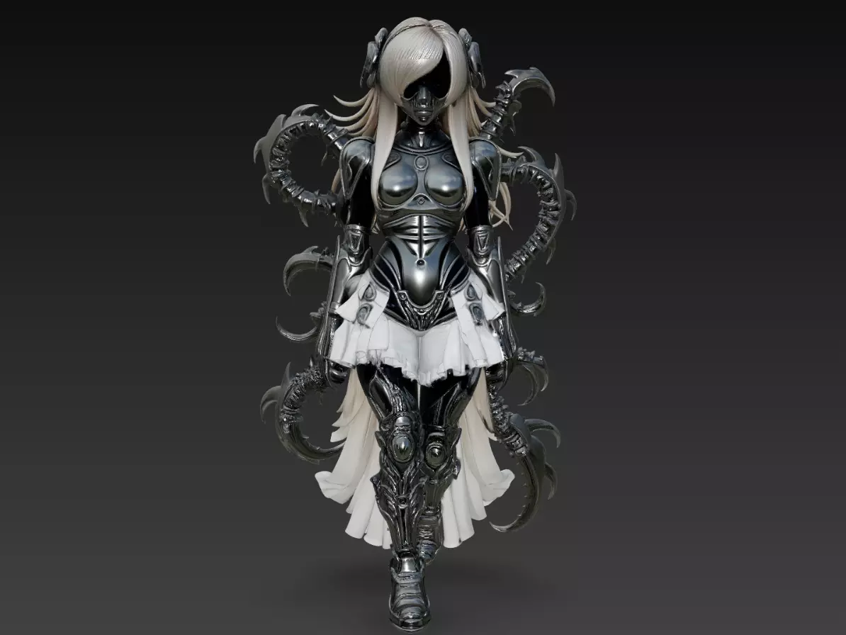Sci-Fi Female Cyber Demon Mecha Tentacle Character STL V1 3D print model