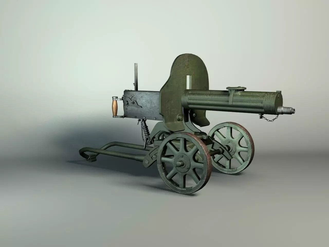 Maxim gun Low-poly 3D model_0