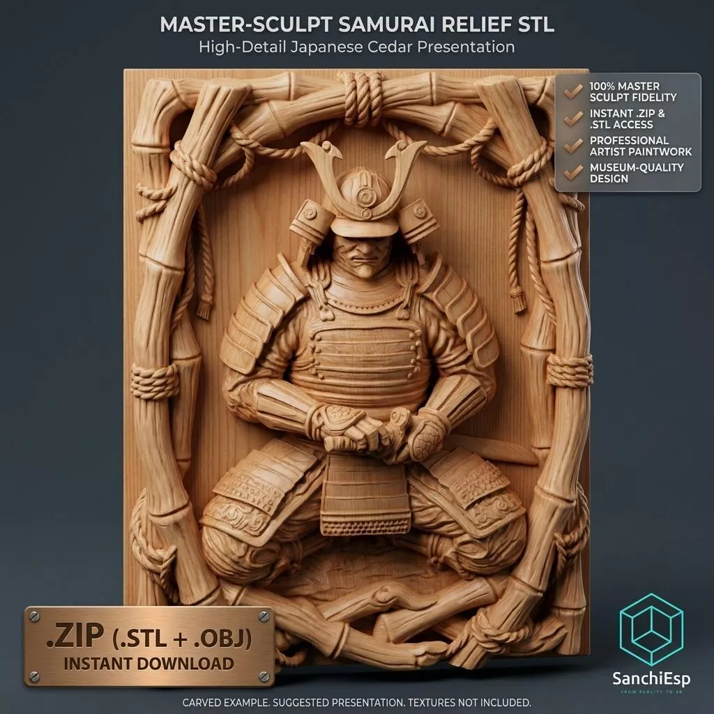 Samurai Warrior Wall Art 3D print model