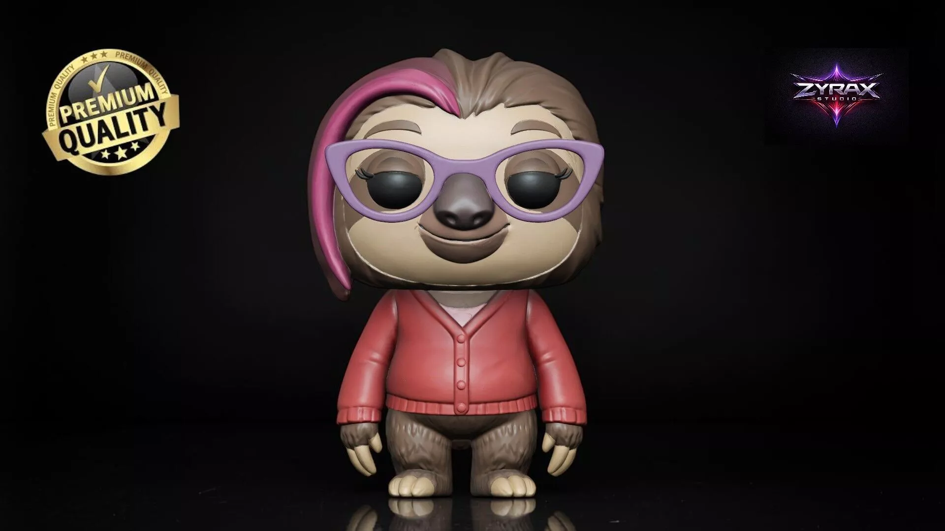 Preguisila Zootopia Female Sloth Funko STL DMV Sloth Figure 3D print model