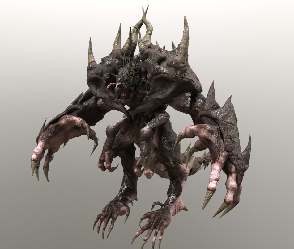 Four hands monster Free low-poly 3D model_3