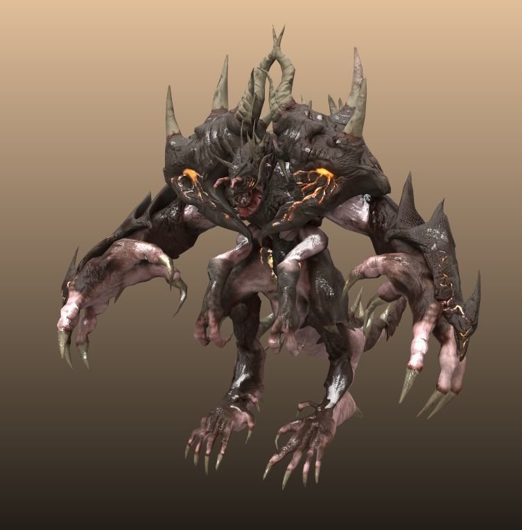 Four hands monster Free low-poly 3D model_10