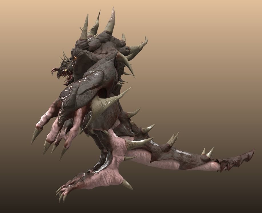 Four hands monster Free low-poly 3D model_34