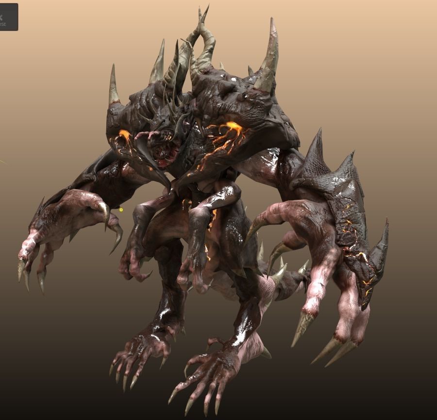 Four hands monster Free low-poly 3D model_25