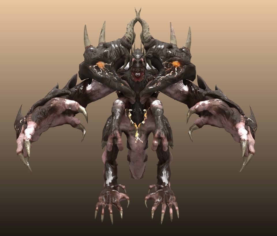 Four hands monster Free low-poly 3D model_8