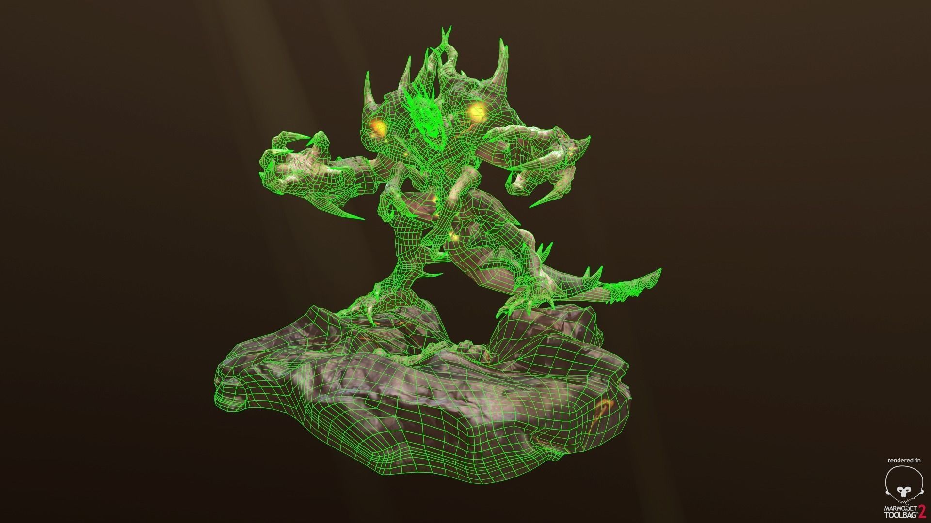 Four hands monster Free low-poly 3D model_14