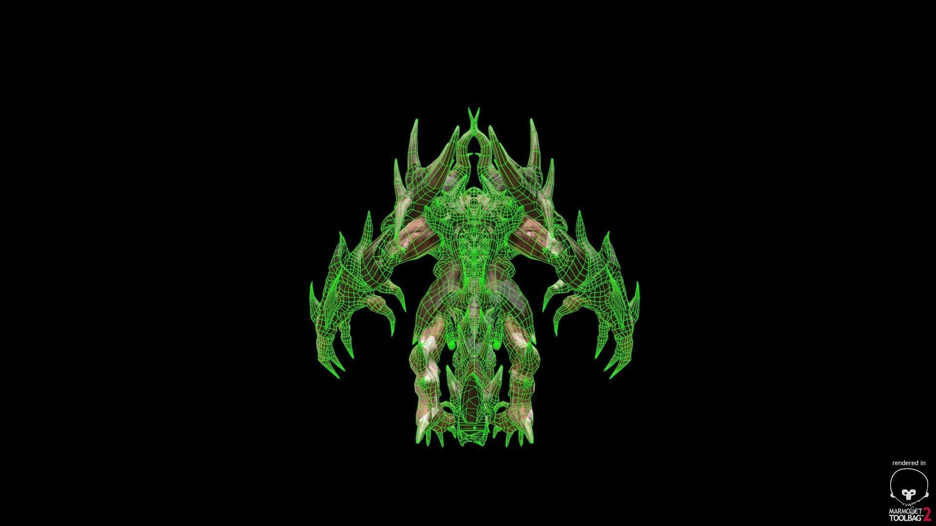 Four hands monster Free low-poly 3D model_17