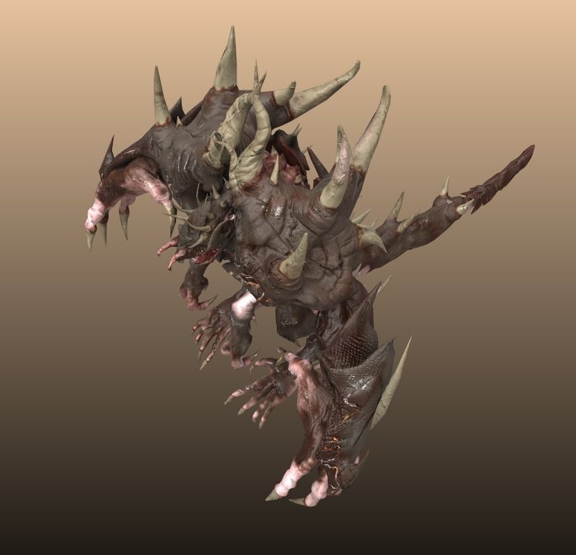 Four hands monster Free low-poly 3D model_9