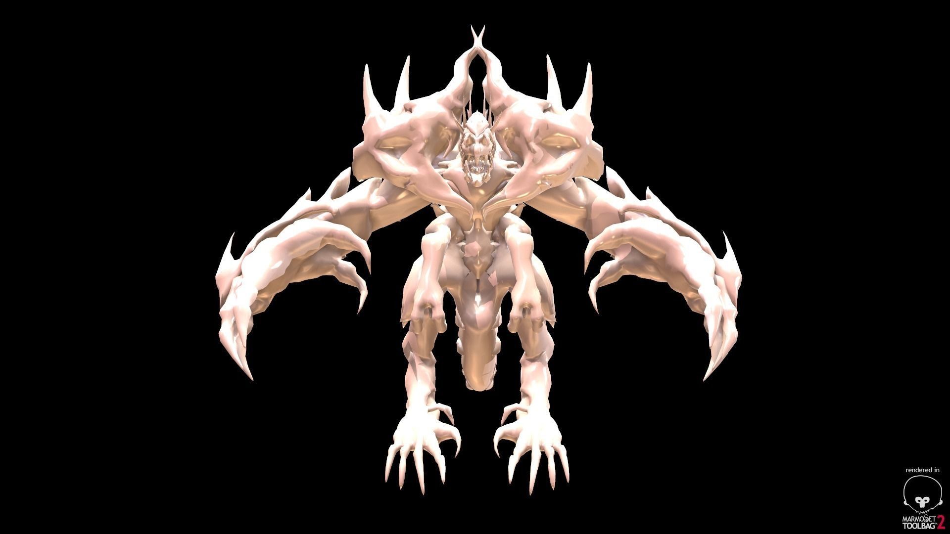 Four hands monster Free low-poly 3D model_13