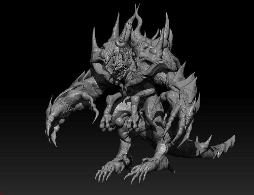 Four hands monster Free low-poly 3D model_16