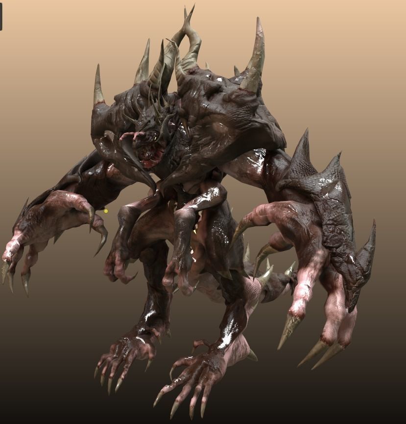 Four hands monster Free low-poly 3D model_26