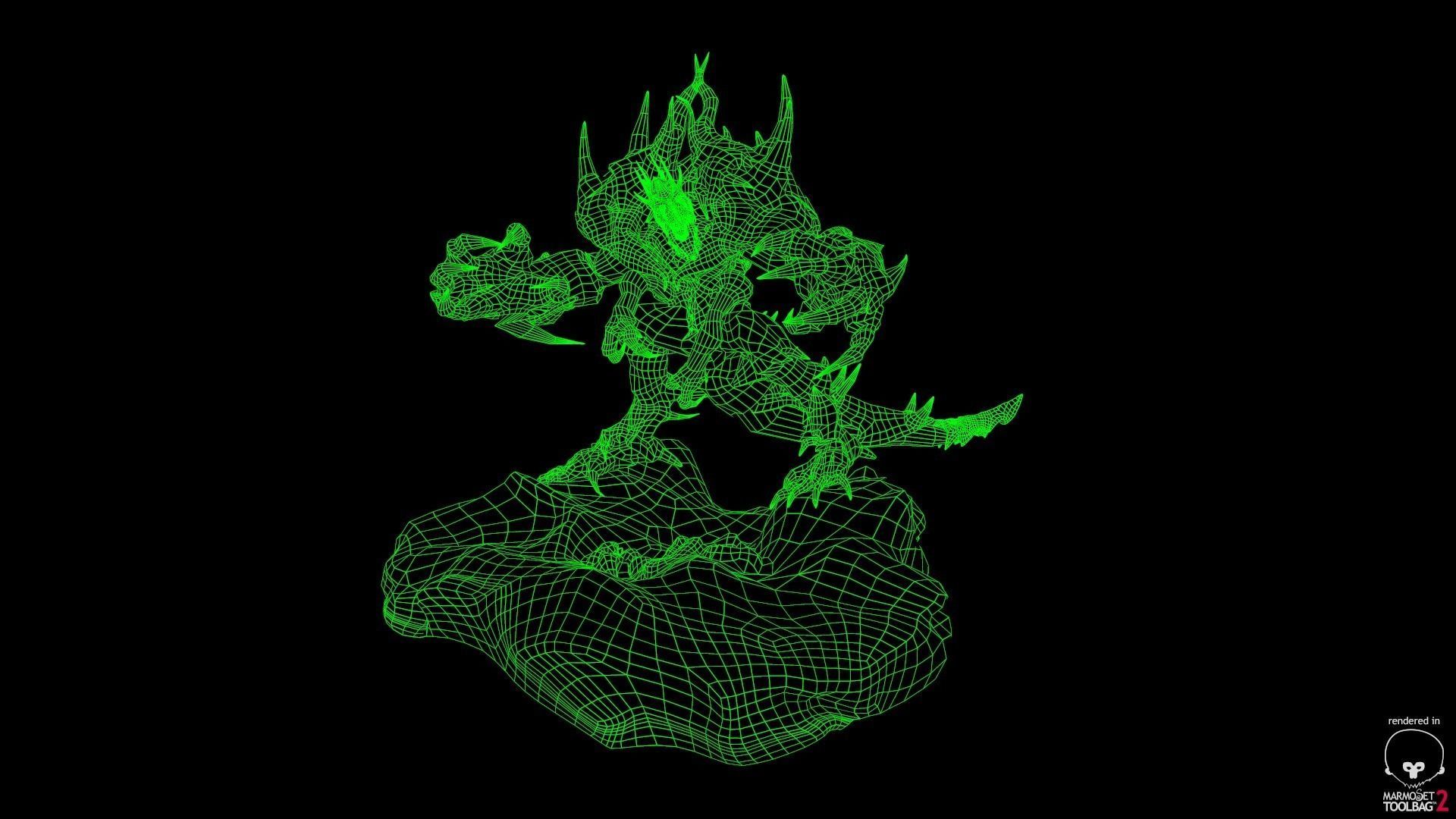 Four hands monster Free low-poly 3D model_11