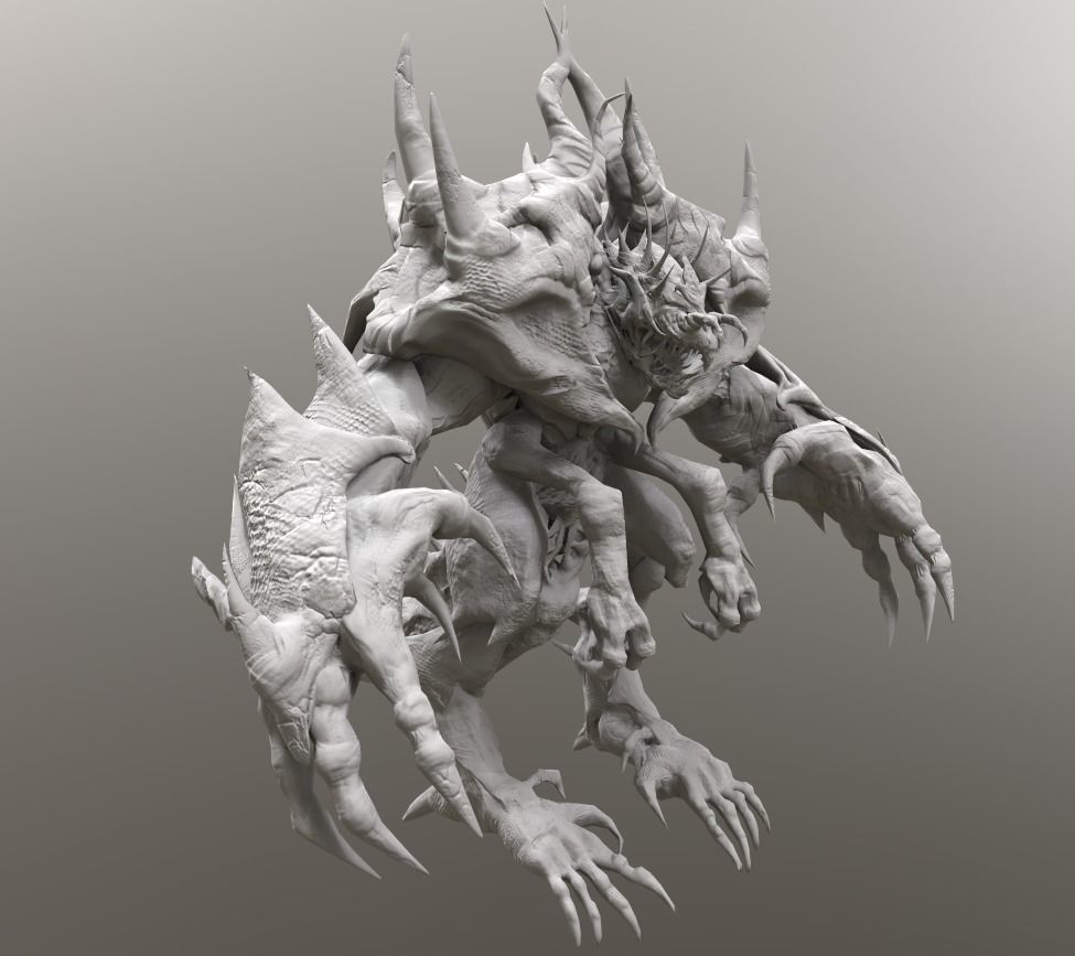 Four hands monster Free low-poly 3D model_5